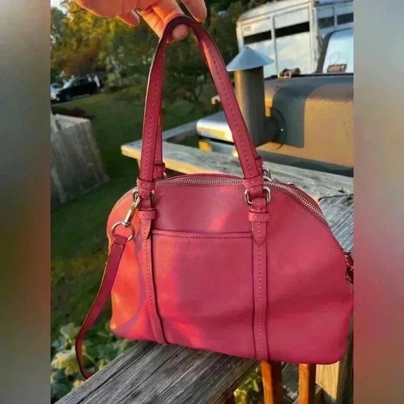 Coach HOT PINK Peyton Mini Dome Leather Crossbody and Hand Bag - Picture 2 of 6